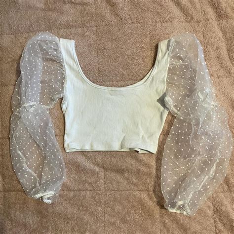 Super Cute White Crop Top With Long Lacey Depop