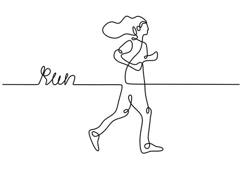 Contínuo Um Desenho De Linha De Corrida De Sprint De Foco De Corredor