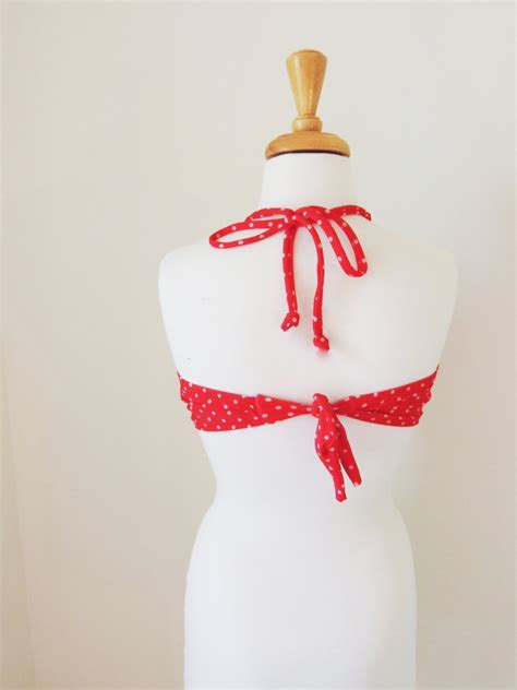 High Waisted Bow Bikini In Red Vintage Bottoms Stripe Bow Bandeau Top Cute Sexy Swimwear Retro