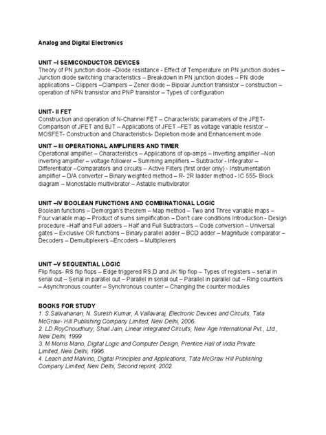 Analog and Digital Electronics | PDF