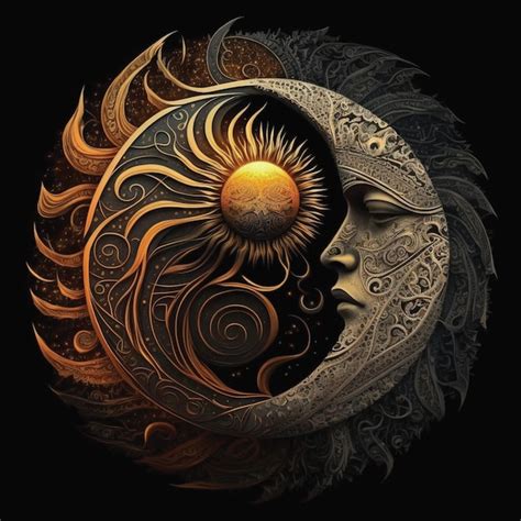 Premium Photo Sun And Moon Native Art Circle A Fusion Of Celestial