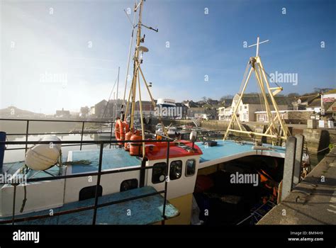 Padstow Cornwall Uk Harbour Harbor Quay Marina Fishing Boats Stock