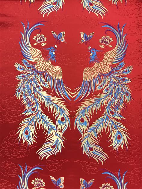 Double Phoenix Brocade Fabric - Red – Pearl River Mart