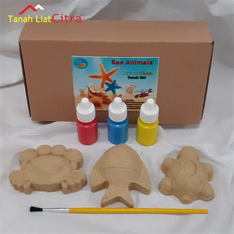 Jual Paket Mewarnai Melukis Karya Dari Tanah Liat Clay Gift Sea