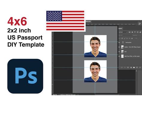 diy      passport photo photoshop template