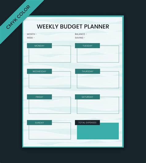 Premium Vector | Weekly Budget Planner Template 01