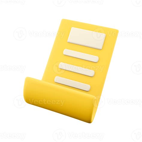 3d Rendering Document Icon 3d Render Yellow Sheet With Important