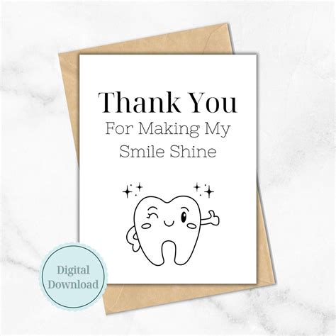 Thank You Card To Dentist Dental Assistant And Staff Printable Card