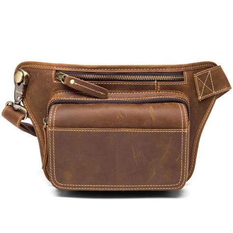 Cool Brown Leather Fanny Pack Mens Waist Bags Hip Pack Belt Bag Bumbag Iwalletsmen