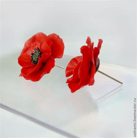 "Маки" серьги-гвоздики в интернет-магазине на Ярмарке Мастеров | Серьги ...