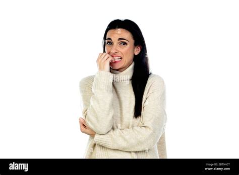Attractive Brunette Woman Isolated On A White Background Stock Photo Alamy