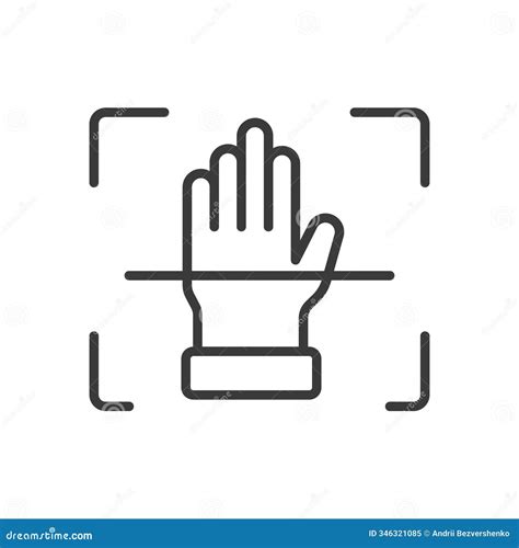 Hand Scanning Icon In Line Design Hand Scanning Biometrics
