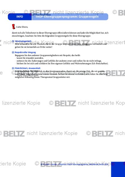 THOP Elternprogramm Manual für Gruppenleiter Gruppenregeln