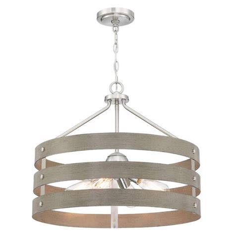 Uixe 4 Light Farmhouse Tiered Pendant Brown Faux Wood Drum Chandelier