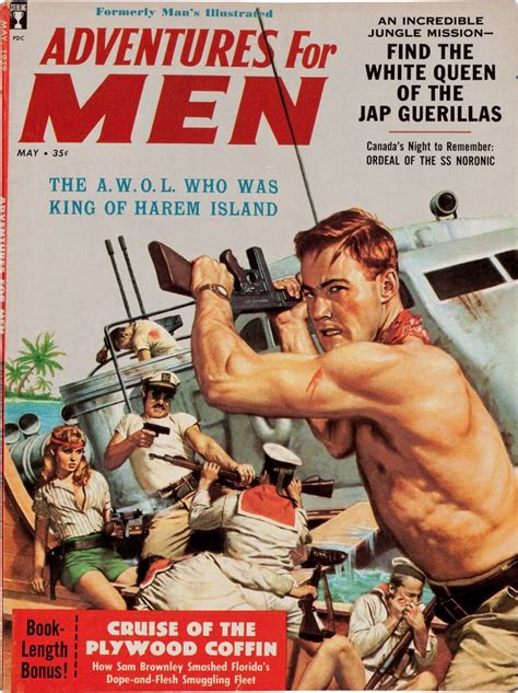 Adventures For Men May 1959 Pulp Cover Vintage Art Pulp