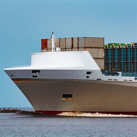 Grey Container Ship Underway Stock Photo Image Of Global Delivering