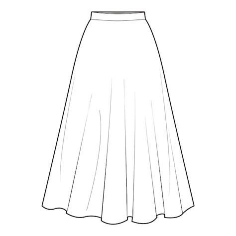 Premium Vector Circular Skirt Skirt Flat Drawing Fashion Flat Sketches