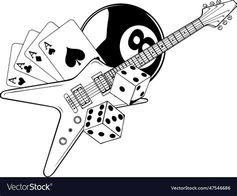 Of electric guitar line art Royalty Free Vector Image