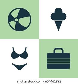 Season Icons Set Collection Bikini Video Stock Vector Royalty Free Shutterstock