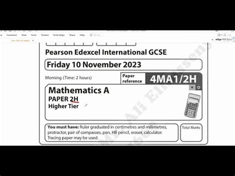 Nov H Part Maths O Level Edexcel Igcse Q Q Q Q Q