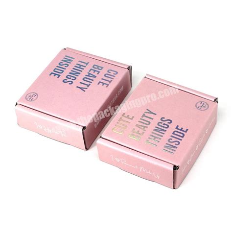 Pink Color Holographic Logo Cardboard Small Shipping Mailing Packaging Box For Nail Polish