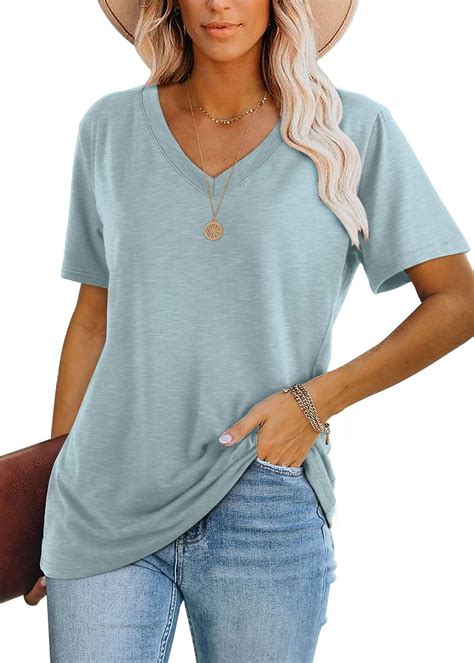 Wiholl Womens Tops Casual Short Sleeve V Neck T Shirts At Amazon Womens Clothing Store