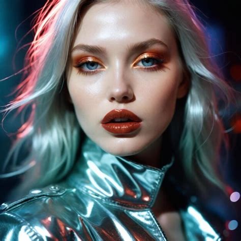 Premium Photo A Woman With Blonde Hair And A Red Lip