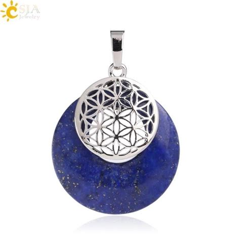 Csja Pendentif Fleur De Vie Yoga Chakra Pierre Naturelle De Gu Rison