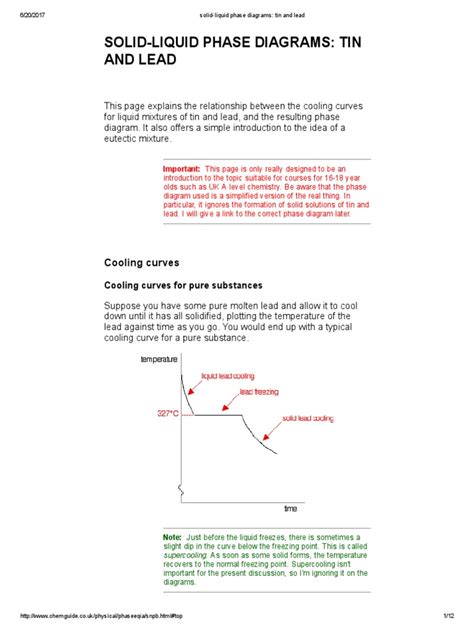 solid liquid phase diagrams tin  lead  melting point freezing