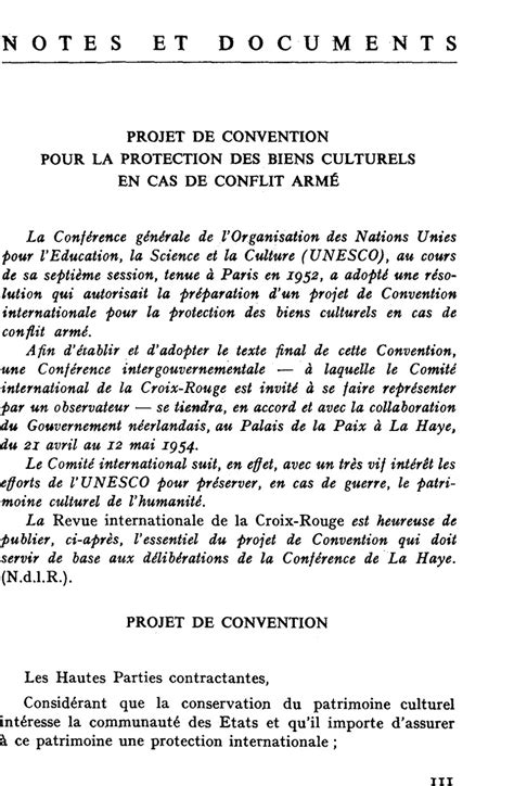 PDF Convention De 1954 Pour La Protection Des Biens Culturels En Cas De