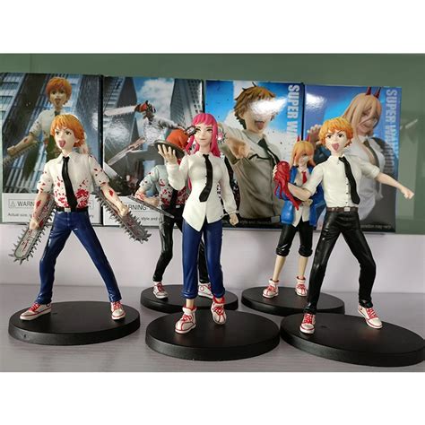Hot Anime Figure Chainsaw Man Denji Handsome Helmet Saw Fighting Pose Doll Ornament Movable