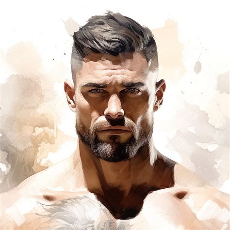 Muscle Male Nude Portrait Digital Gay Art AI Generated Male Erotic Poster Wall Poster Digital