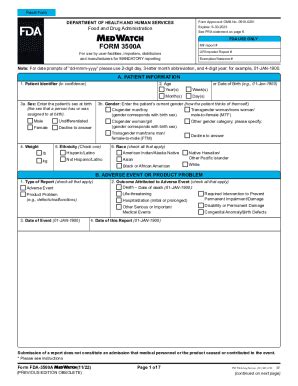 2022-2025 Form FDA 3500A Fill Online, Printable, Fillable, Blank ...