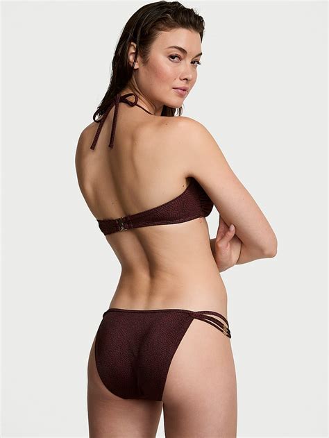 Buy Vs Archives Strappy Hardware String Bikini Bottom Burgundy Dots Order Bikini Bottom