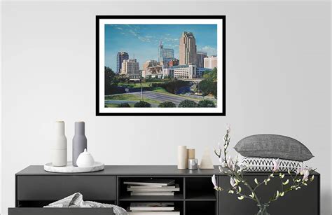 Raleigh, NC Skyline Painting. Downtown Raleigh, NC on a Sunny Afternoon ...