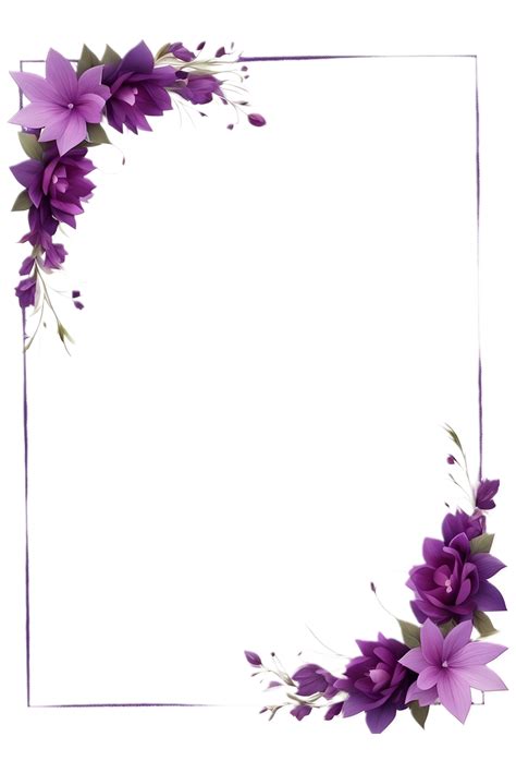 Purple Flower Border Frame Png Transparent Background Ai Generative