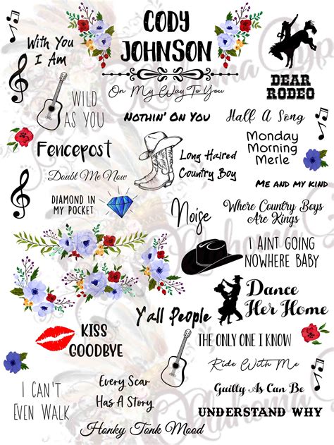 Cody Johnson Inspired Top Hits Digital File Oklahoma Gypsy Designs