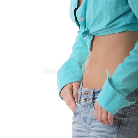 Sexy Fit Woman In Jeans With Naked Stomach Stock Photo Image Of Fashion Slim