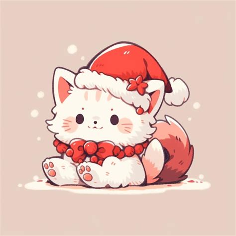 Premium Ai Image Cute Santa Cat