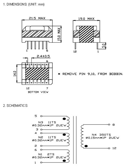 Ee19 66 Horizontal Electronic Charger Low Power Power Transformer