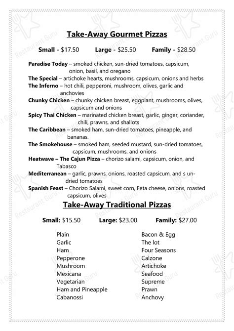 Menu at Fernandos Pizza restaurant, Cordeaux Heights