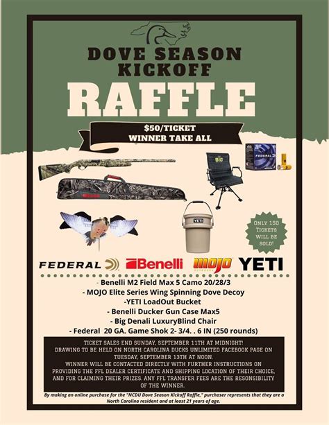 Ncdu Dove Season Kickoff Online Raffle Sun Sep