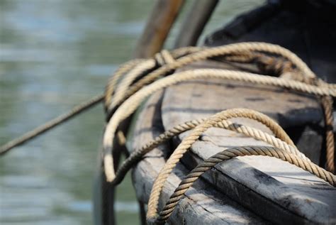 premium photo close   rope  boat