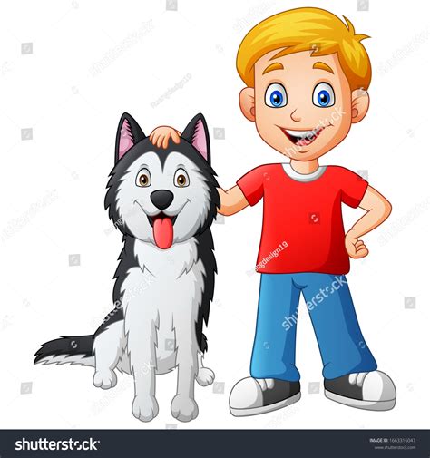 Funny Cartoon Boy Dog Vector Illustration Stock Vector (Royalty Free ...