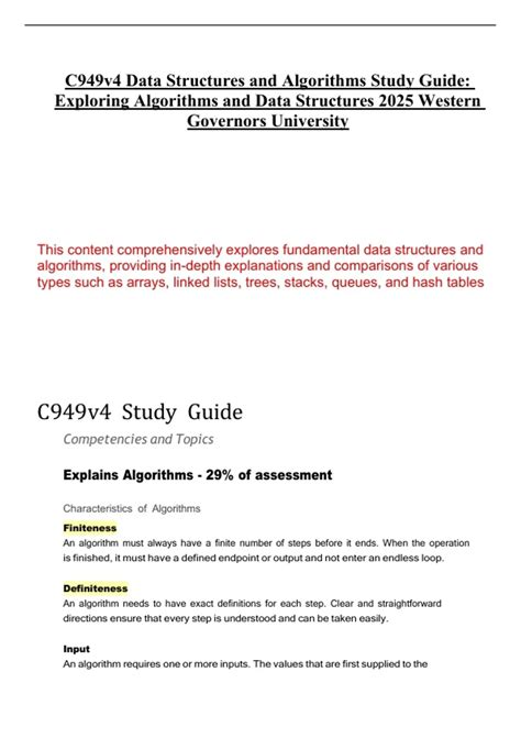 C949v4 Data Structures and Algorithms Study Guide: Exploring Algorithms
