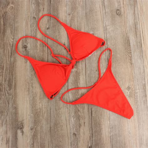 Sexy Bikinis Cup Solid Swimsuit Biquinis Feminino Bow String Swimwear Bikini Set Micro