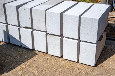 Premium Photo | Storage of aerated concrete blocks laying aerated ...