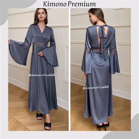 Kimono Lingerie Silk Premium 0300 Kimono Lingerie Sexy Nightgown Sleeping Nightgown Shopee