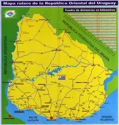 Large scale road map of Uruguay | Uruguay | South America | Mapsland