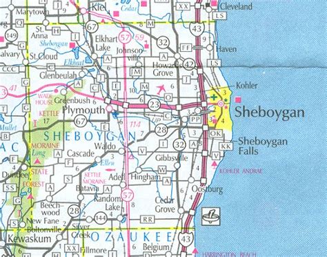 Sheboygan County Map - Wisconsin - Wisconsin Hotels - Motels - Vacation ...